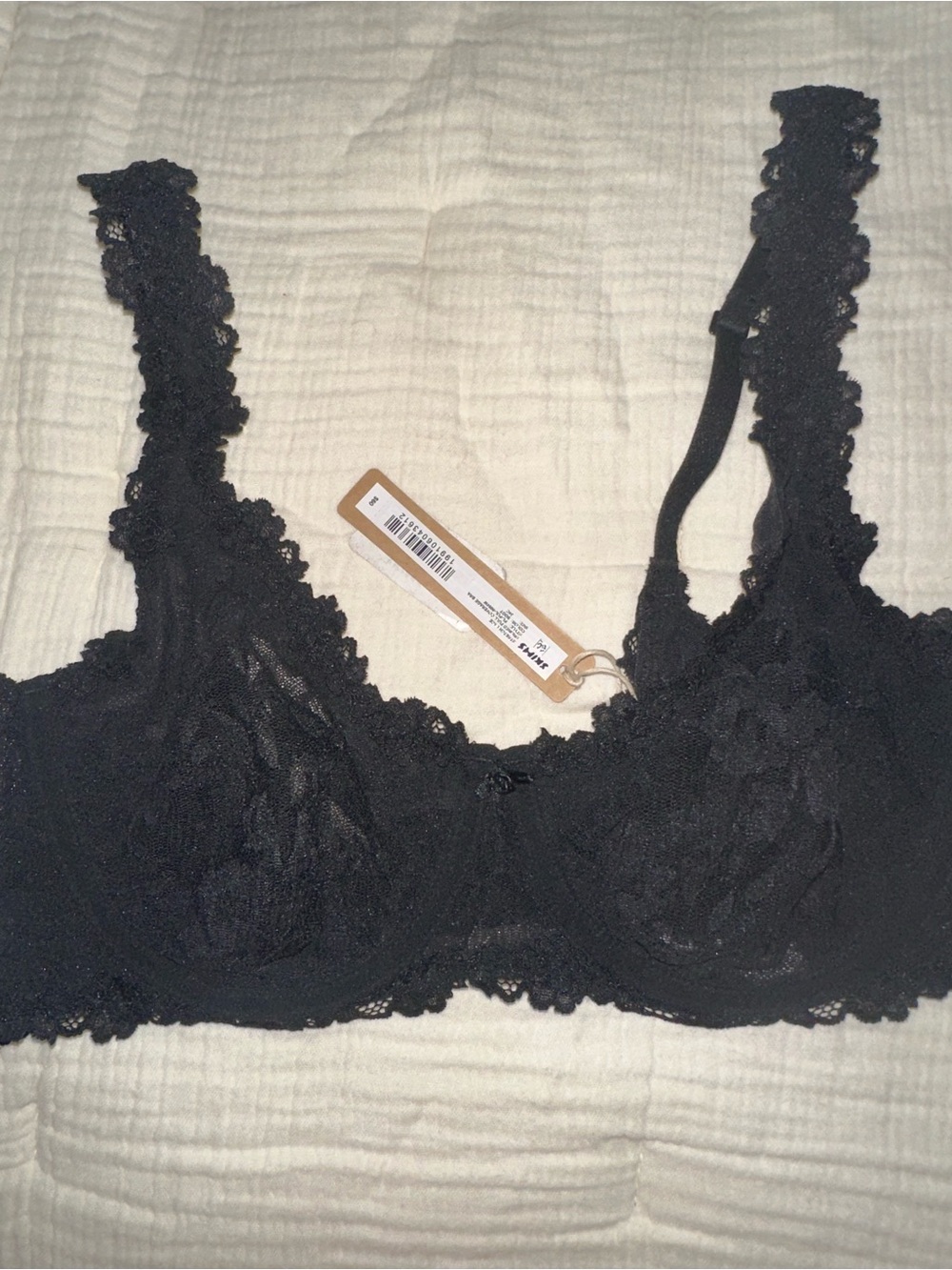 SKIMS Stretch Lace Unlined Full Coverage Bra Soot Black 34C - NWT